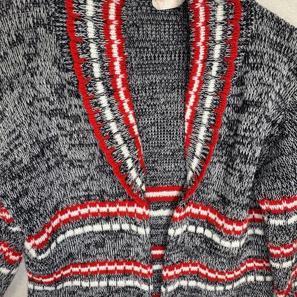Vintage Scotch English Red Blue White Knit Collar Cardigan Sweater Medium - Picture 8 of 12